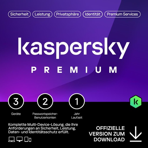 Kaspersky Premium (3 Devices - 1 Year) DACH ESD 