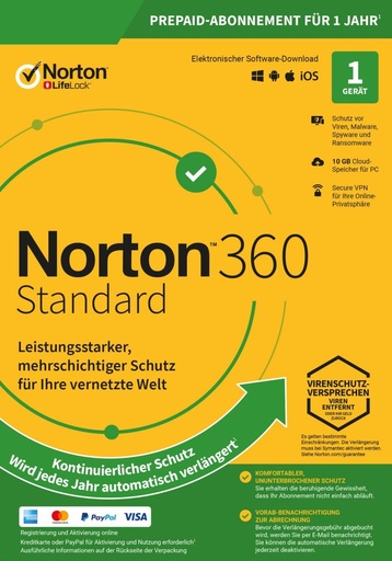 Norton 360 kein ABO (1 D - 1 Y) Standard inkl. 10GB DACH